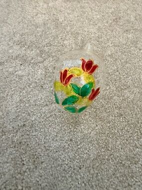 Hand blown glass hand painted glass bulb - could use for oils or as an ornament